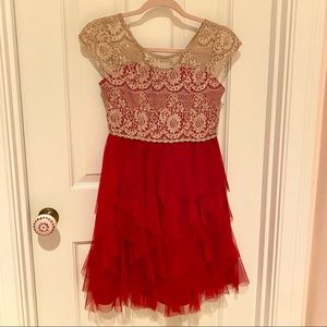 Tween Diva Red and Gold Formal Dress